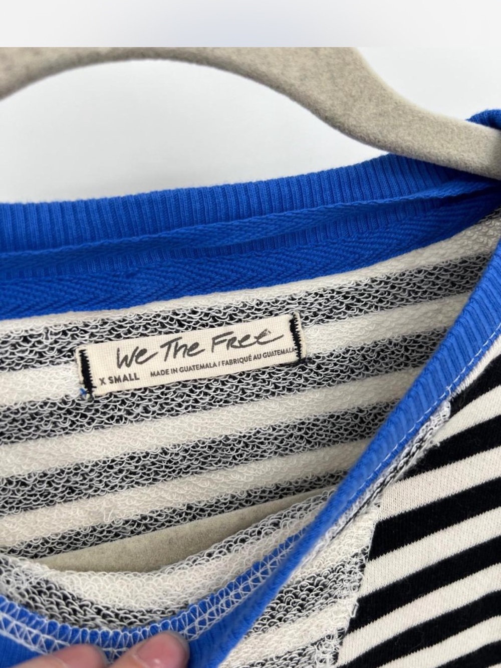 We The Free Black and White Striped Sweatshirt with Blue Trim size XS NWOT - Picture 7 of 17